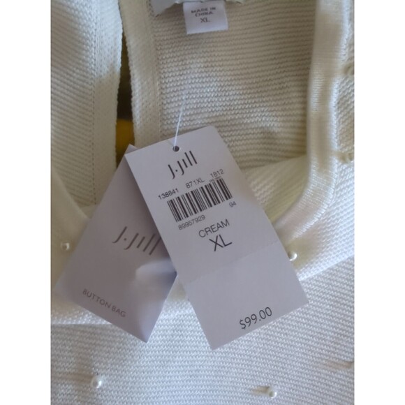 NWT J. Jill Sz XL Cream Round Neck Sweater Tunic Pearl Like Beaded Front - Picture 8 of 12
